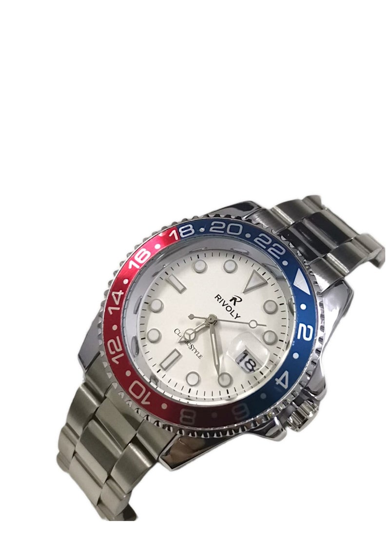 Rivoly Men's Stainless Steel Analog Quartz Date Display Watch Easy to Read Fashion Design Waterproof Luxury Classic Big Face Wrist Watch  - Image 4