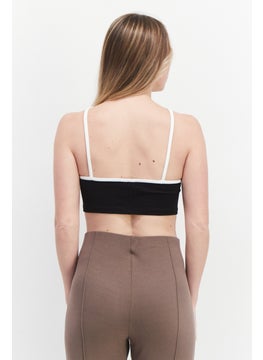 Bershka Women Asymmetric Neck Sleeveless Plain Top, Black  - Image 3