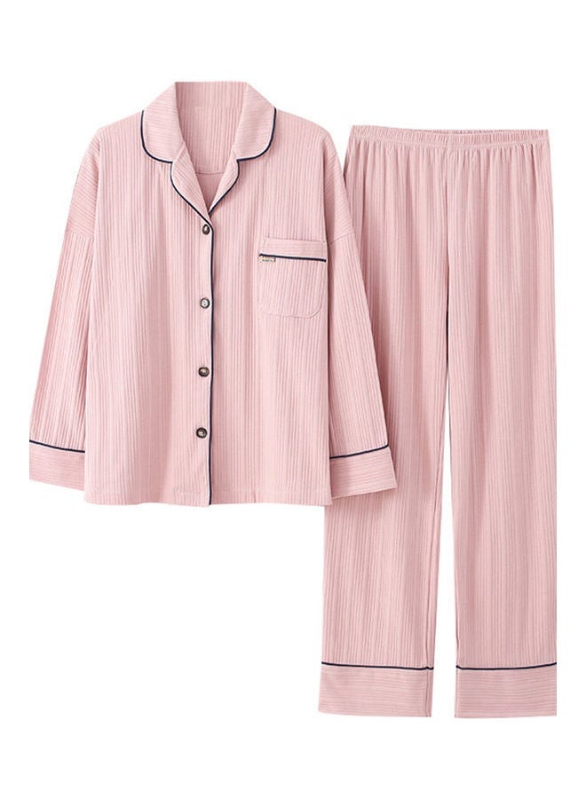NIBEMINENT 2-Piece Striped Pyjama Set Pink/Black - Image 1