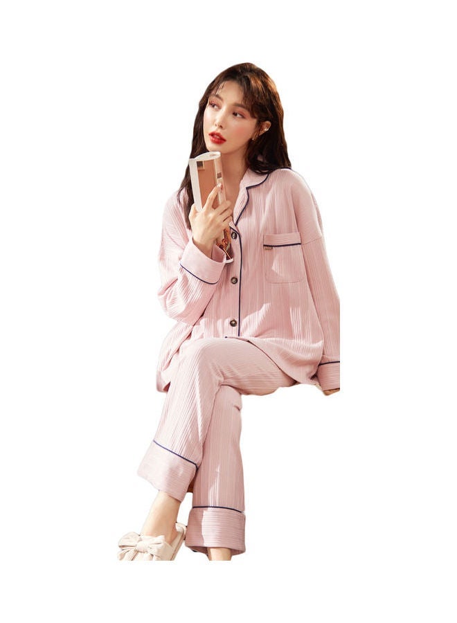 NIBEMINENT 2-Piece Striped Pyjama Set Pink/Black - Image 2