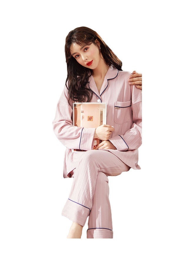 NIBEMINENT 2-Piece Striped Pyjama Set Pink/Black - Image 4
