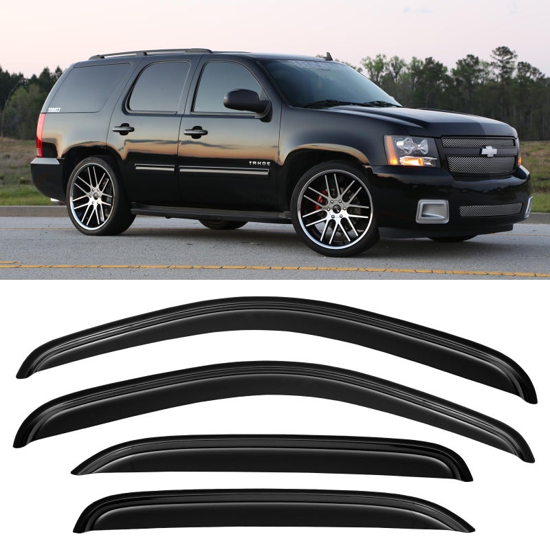 Cxdar Window Rain Guards Visors for 2007 2008 2009 2010 2011 2012 2013 2014 Chevy TahoeGMC Yukon Window Vent Wind Shades Deflectors Shield for 0714 TahoeYukon