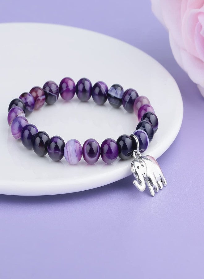 PARTNER Thank You Bracelet Gift Elephant Pendant Bracelet Employee Coworker Babysitter Appreciation Jewelry Gift (Purple) - Image 3