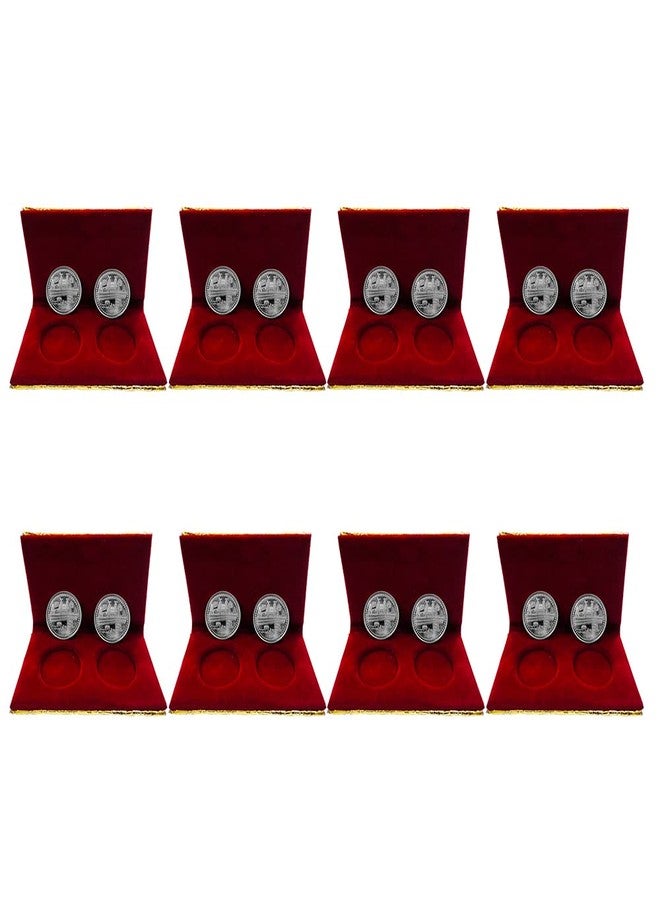 Nine10 German Silver/Silver Plated Coins of Kaba Macca Madina Allah Islamic 10 Grams with Velvet Gift case for Ramazaan Eid Mubarak Gift for Friends and Relatives.(Pack of 8 Pair)