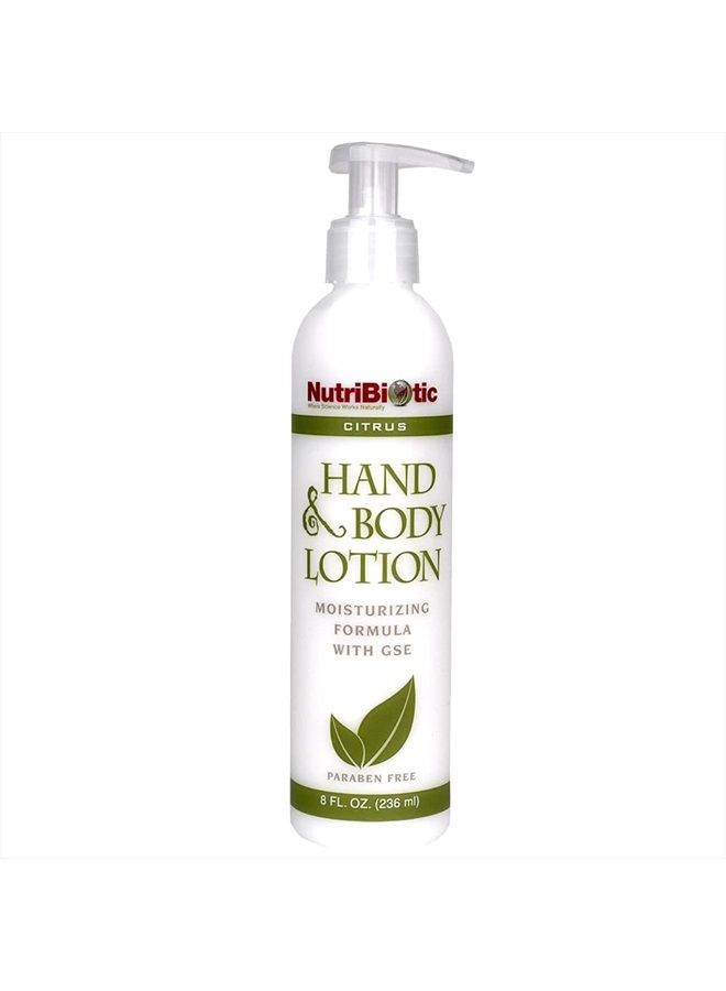 Nutribiotic – Hand & Body Lotion, Citrus, 8 Fl Oz | Biodegradable | Vegan | Gentle Moisturizing | No Dyes or Colorings | pH Balanced | with Citricidal Brand Grapefruit Seed Extract | No Parabens