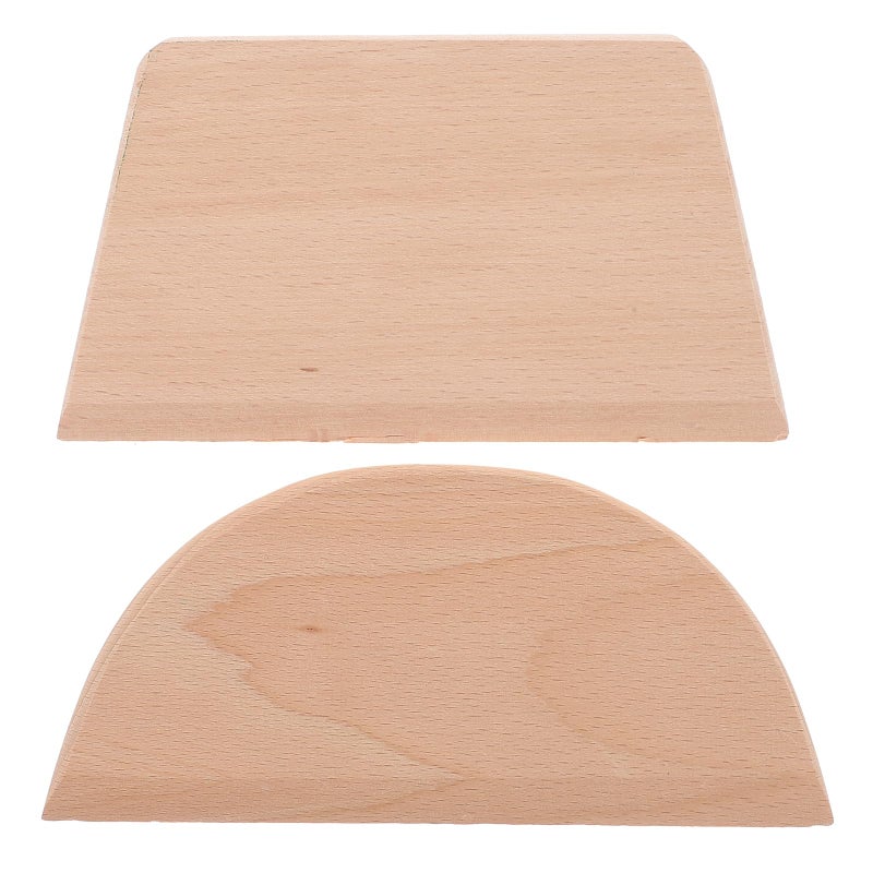Hemoton 2pcs Dough Scraper Wooden Dough Divider Bread Scraper Cake Pastry Pizza Cutter Slicer Kitchen Utensil for Cooking Baking Semicircle Trapezoid