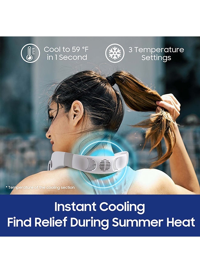 يالونج مروحة رقبة، مكيف هواء للرقبة، مروحة محمولة قابلة لإعادة الشحن، بطارية كبيرة 44000 مللي أمبير/ساعة، بدون شفرات، قابلة للارتداء، شحن USB بدون استخدام اليدين، منفذ هواء بزاوية 360 درجة، تصميم مريح، مناسبة للسفر، الأنشطة الخارجية، المنزل، المكتب، المدرسة، التخييم (أبيض) - Image 2