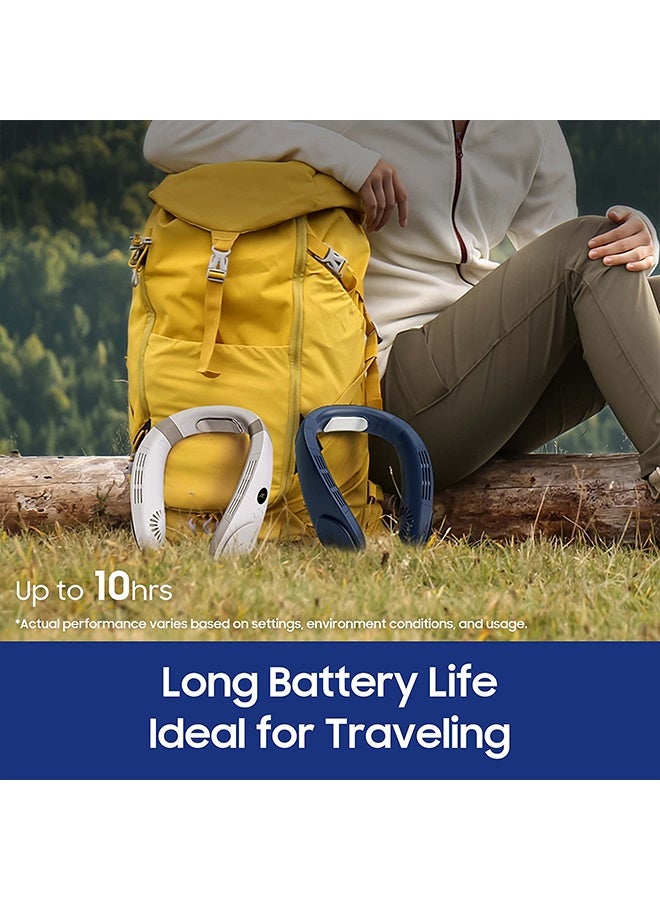 يالونج مروحة رقبة، مكيف هواء للرقبة، مروحة محمولة قابلة لإعادة الشحن، بطارية كبيرة 44000 مللي أمبير/ساعة، بدون شفرات، قابلة للارتداء، شحن USB بدون استخدام اليدين، منفذ هواء بزاوية 360 درجة، تصميم مريح، مناسبة للسفر، الأنشطة الخارجية، المنزل، المكتب، المدرسة، التخييم (أبيض) - Image 5