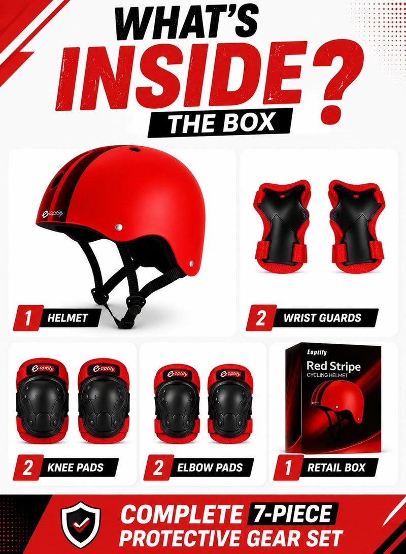 Eoptify Kids Helmet 7-in-1 Set, Adjustable for 3-8 Years Old, with Knee, Elbow, and Wrist Guards for Toddler Safety. Suitable for Cycling, Skateboarding, Roller Skating, Scooter, and Bicycle - Image 2
