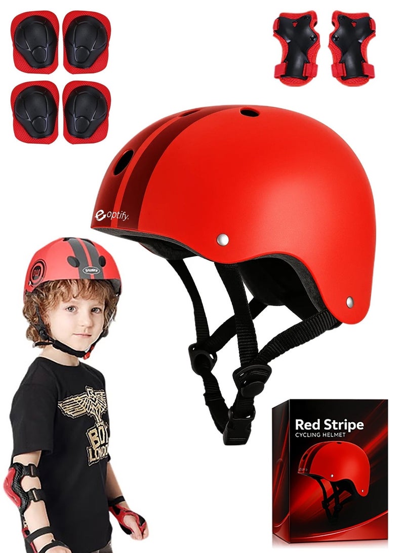Eoptify Kids Helmet 7-in-1 Set, Adjustable for 3-8 Years Old, with Knee, Elbow, and Wrist Guards for Toddler Safety. Suitable for Cycling, Skateboarding, Roller Skating, Scooter, and Bicycle - Image 1