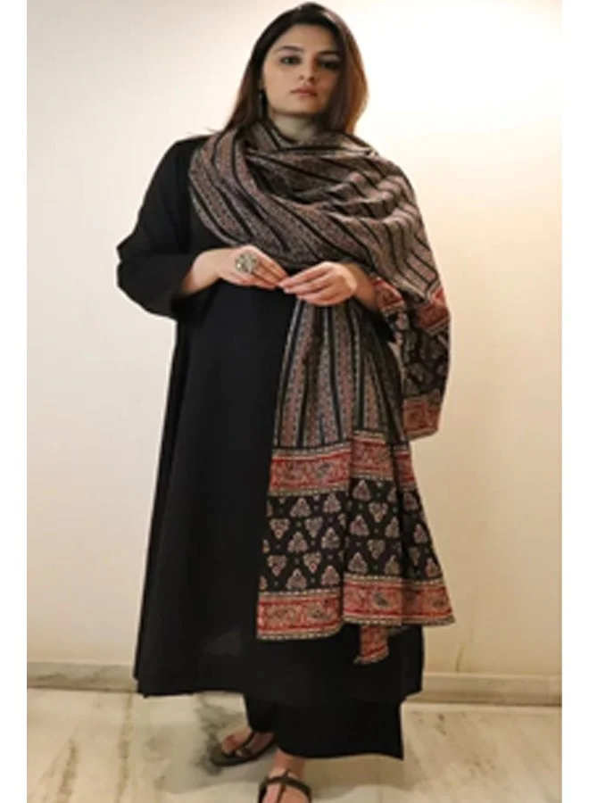 GoSriKi  GoSriKi Women's Rayon Viscose Anarkali Solid Kurta with Pant & Dupatta (Avantika Black-GS_L_Black_Large) for Women | Best Price UAE