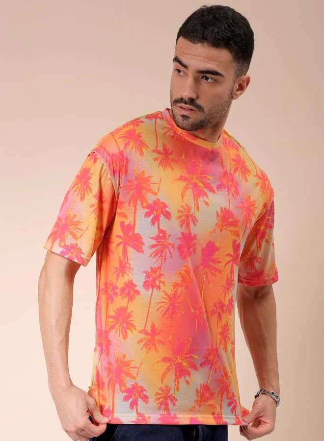 The Indian Garage Co Men Oversized Metaverse Round Neck Tshirt