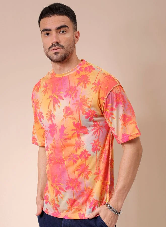 The Indian Garage Co Men Oversized Metaverse Round Neck Tshirt