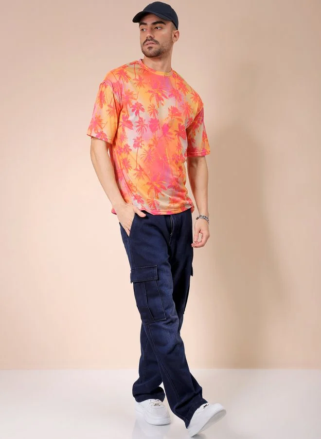 The Indian Garage Co Men Oversized Metaverse Round Neck Tshirt