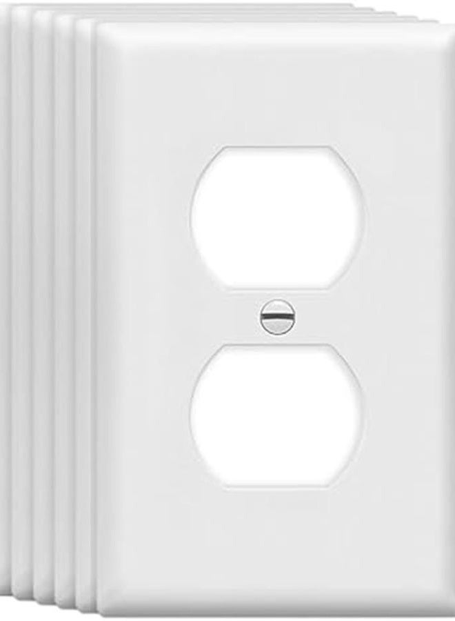 ZEFTV Mid-Size Duplex Outlet Cover Wall Plates 1-Gang 4.89" x 3.12" Switch Outlet Electrical Cover Plate Unbreakable Thermoplastic Faceplate for Light Receptacle Outlet Switch, White (6 Pack) - Image 1