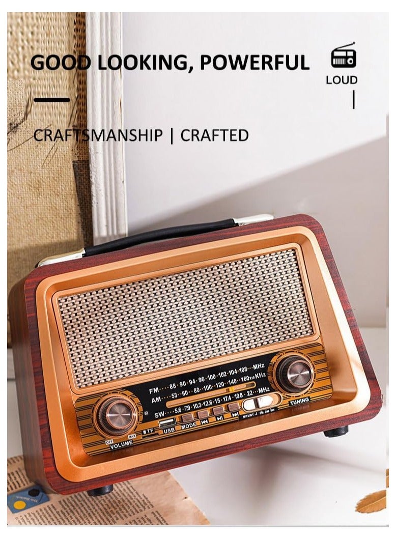 Portable Retro Radio Wireless Bluetooth Speakers Hifi Stereo Radio Receiver Player Usb Mp3 Classic Style  - Image 2