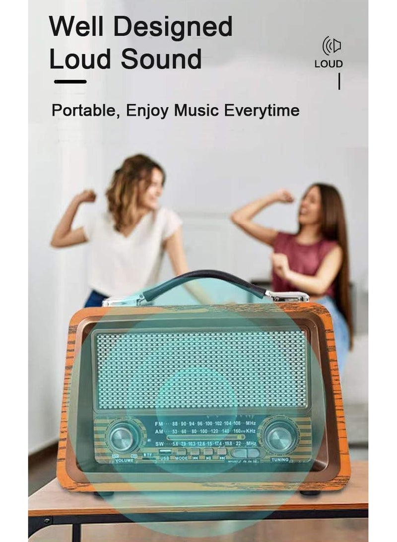Portable Retro Radio Wireless Bluetooth Speakers Hifi Stereo Radio Receiver Player Usb Mp3 Classic Style  - Image 4
