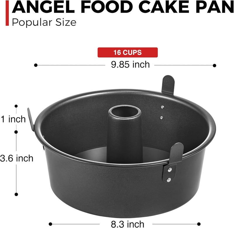 HONGBAKE Angel Food Cake Pan with Removable Bottom, 10 Inch Tube Pan, Nonstick Pound Cake Pans for Baking, Chiffon Cake Mold, 16-Cup, Heavy Duty - Dark Grey - Image 5