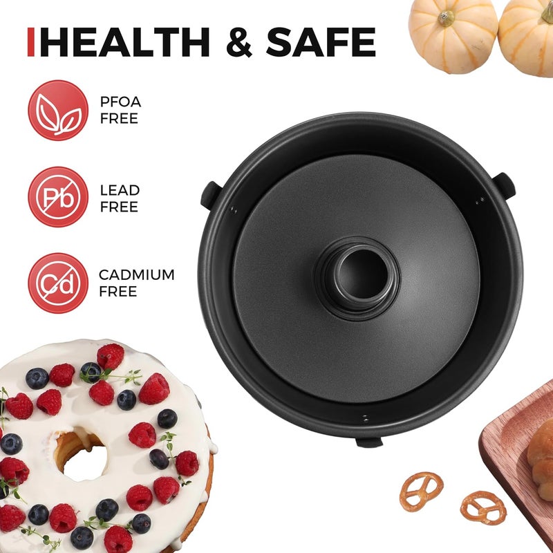 HONGBAKE Angel Food Cake Pan with Removable Bottom, 10 Inch Tube Pan, Nonstick Pound Cake Pans for Baking, Chiffon Cake Mold, 16-Cup, Heavy Duty - Dark Grey - Image 4