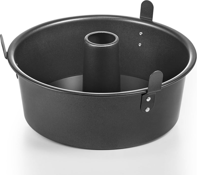 HONGBAKE Angel Food Cake Pan with Removable Bottom, 10 Inch Tube Pan, Nonstick Pound Cake Pans for Baking, Chiffon Cake Mold, 16-Cup, Heavy Duty - Dark Grey - Image 1