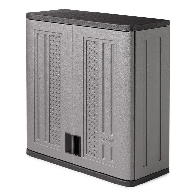 suncast Suncast 4 Cubic Feet Resin Single Shelf Garage Wall Storage Cabinet Platinum 