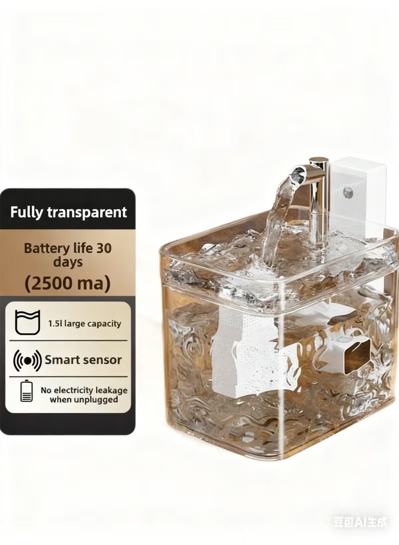1500ml Automatic Pet Fountain with Wireless Sensor & Triple Filtration, Ultra-Quiet for Happy Pets - Image 4