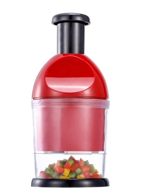 Food Chopper, Hand Chopper Dicer Easy to Clean, Manual Slap Vegetable Chopper Onion Cutter, Garlic Chopper Mincer for Onion, Nut, Tomato, Pepper, Celery, etc, Red