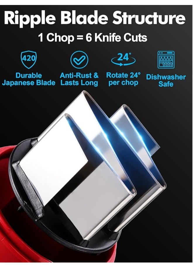 Generic - Food Chopper, Hand Chopper Dicer Easy to Clean, Manual Slap Vegetable Chopper Onion Cutter, Garlic Chopper Mincer for Onion, Nut, Tomato, Pepper, Celery, etc, Red - Image 1