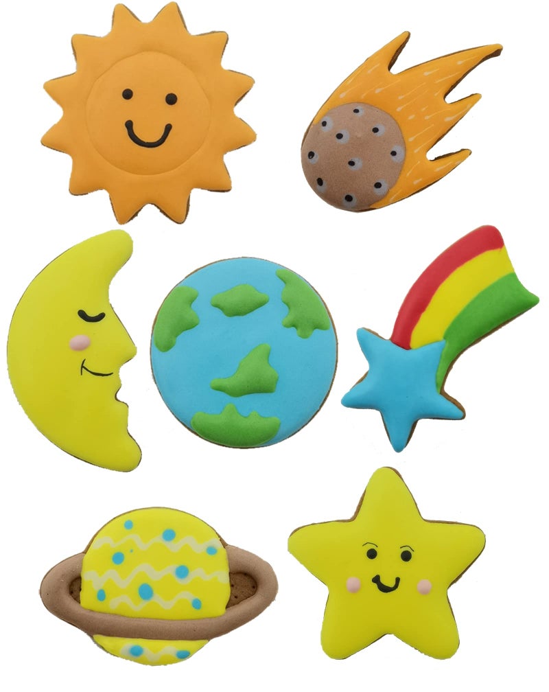 HaoCai Planet Series Cookie Cutter Set of 7 pcs  Stainless Steel Universe Outer Space Fondant Cutters Set Pastry Biscuit Baking Clay DIY Molds for Kids - Image 5