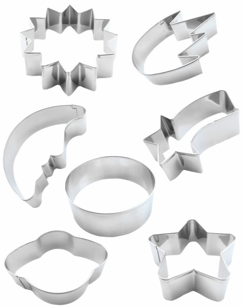 HaoCai Planet Series Cookie Cutter Set of 7 pcs  Stainless Steel Universe Outer Space Fondant Cutters Set Pastry Biscuit Baking Clay DIY Molds for Kids - Image 4