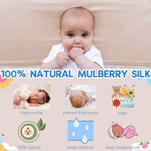 PROMEED 2 Pack 100% Mulberry Silk Crib Sleeve for Baby Hair Loss Prevention, Premium 23 Momme Natural Silk Bassinet Slip for Bassinets/Cradles/Cots/Cribs (Champagne) - Image 2