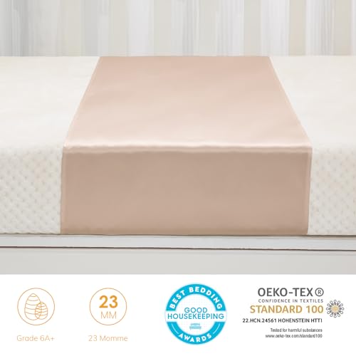 PROMEED 2 Pack 100% Mulberry Silk Crib Sleeve for Baby Hair Loss Prevention, Premium 23 Momme Natural Silk Bassinet Slip for Bassinets/Cradles/Cots/Cribs (Champagne) - Image 3
