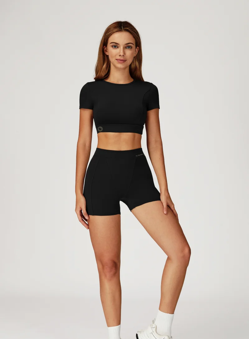 KAWN.YOGA Licorice Black High Waist Contour Shorts for Women | Best Price UAE