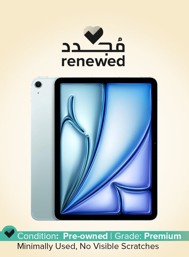 ابل  مجدد - آيباد إير 2024 بحجم 11 بوصة M2 الجيل السادس 256 جيجابايت أزرق مع واي فاي - النسخة الدولية - Image 1