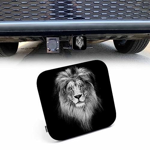 Beabes Trailer Hitch Cover Plug Lion, African Animal Lion Head Trailer Hitch Cover Plug Cap Insert Fits 2" Receivers Black Receiver Tube Hitch Plug for RVs SUVs and Cars - Image 1