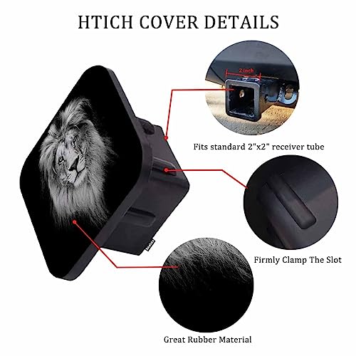 Beabes Trailer Hitch Cover Plug Lion, African Animal Lion Head Trailer Hitch Cover Plug Cap Insert Fits 2" Receivers Black Receiver Tube Hitch Plug for RVs SUVs and Cars - Image 3