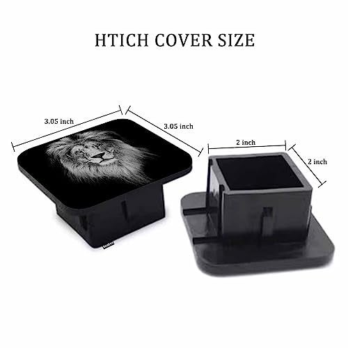 Beabes Trailer Hitch Cover Plug Lion, African Animal Lion Head Trailer Hitch Cover Plug Cap Insert Fits 2" Receivers Black Receiver Tube Hitch Plug for RVs SUVs and Cars - Image 2