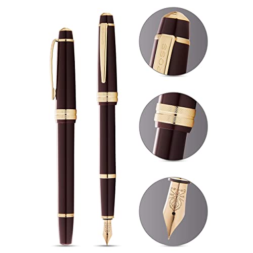 Cross Bailey Light Polished Burgundy Resin and Gold Tone Extra Fine Nib Fountain Pen - Image 2