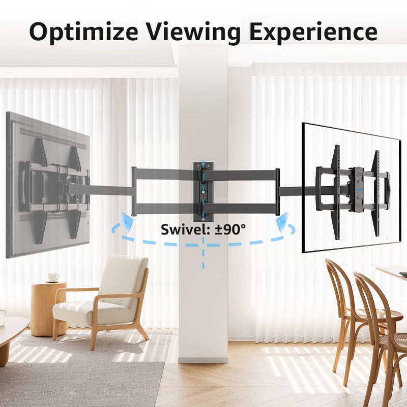 MOUNTUP Corner TV Wall Mount for Most 42-75 Inch TVs with 32â€ Long Extension, Long Arm TV Mount, Full Motion TVs Mount Swivel Articulating Mounts, MAX VESA 600x400mm, Holds up to 99 lbs MU0076 - Image 3