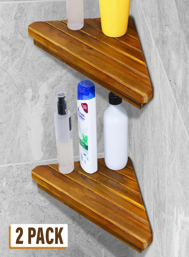 DITAVN Wooden Corner Shower Shelf Triangular Corner Shelf Wooden Bathroom Shelf for Tiled Wall, 2 Pack Shower Corner Shelf, No Drilling Requied - Image 5