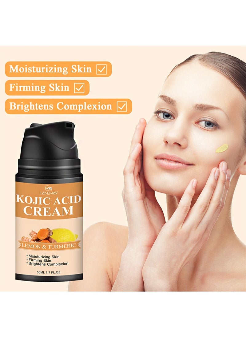 LANEMAY - Kojic Acid Cream，Kojic Acid Cream，All Natural Turmeric Butter for Skin Brightening - Turmeric Lotion Cleanses Skin, Evens Tone, Fades Scars, Sun Damage, & Age Spots（50ml） - Image 1
