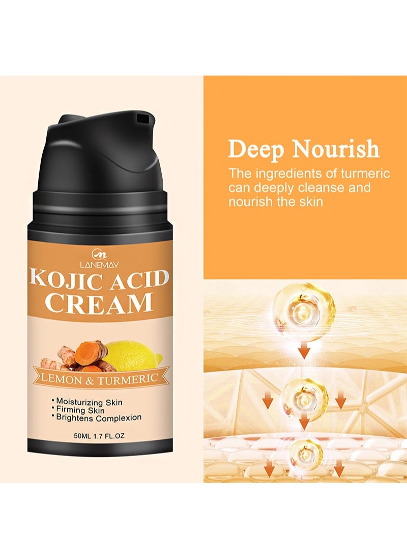LANEMAY - Kojic Acid Cream，Kojic Acid Cream，All Natural Turmeric Butter for Skin Brightening - Turmeric Lotion Cleanses Skin, Evens Tone, Fades Scars, Sun Damage, & Age Spots（50ml） - Image 1