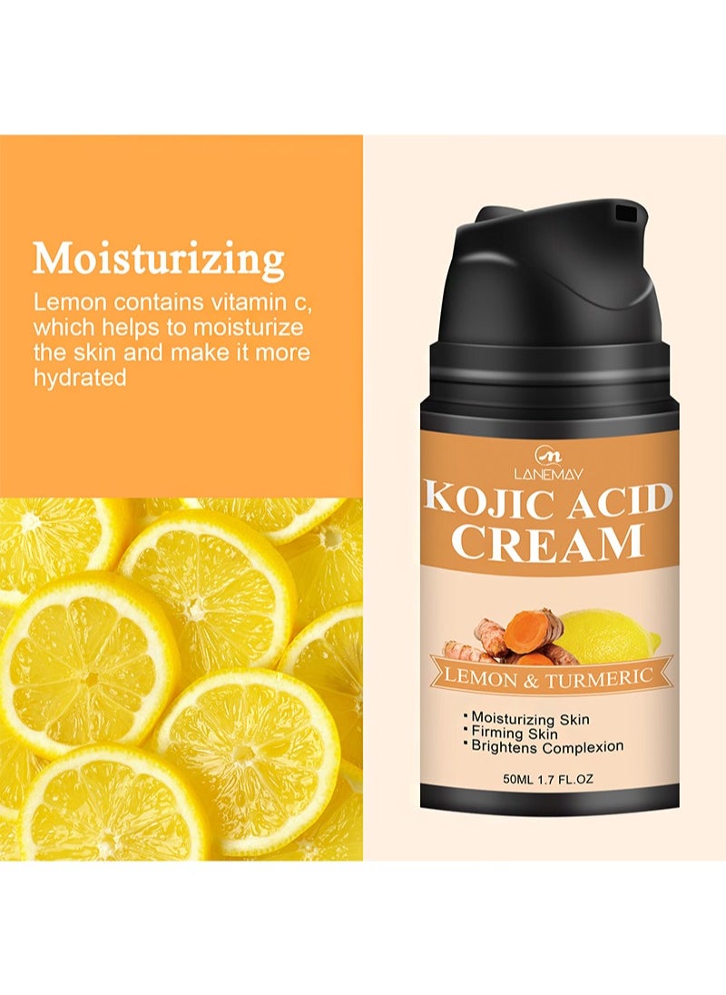 LANEMAY - Kojic Acid Cream，Kojic Acid Cream，All Natural Turmeric Butter for Skin Brightening - Turmeric Lotion Cleanses Skin, Evens Tone, Fades Scars, Sun Damage, & Age Spots（50ml） - Image 1