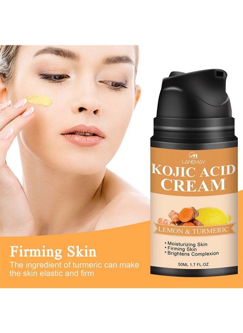 LANEMAY - Kojic Acid Cream，Kojic Acid Cream，All Natural Turmeric Butter for Skin Brightening - Turmeric Lotion Cleanses Skin, Evens Tone, Fades Scars, Sun Damage, & Age Spots（50ml） - Image 1