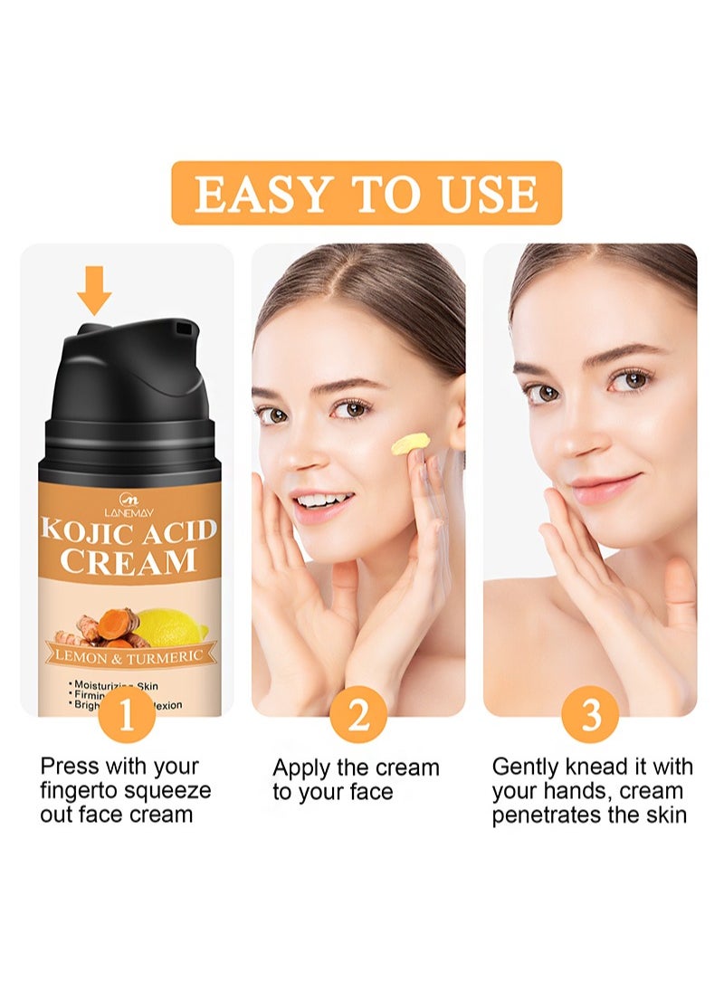 LANEMAY - Kojic Acid Cream，Kojic Acid Cream，All Natural Turmeric Butter for Skin Brightening - Turmeric Lotion Cleanses Skin, Evens Tone, Fades Scars, Sun Damage, & Age Spots（50ml） - Image 1