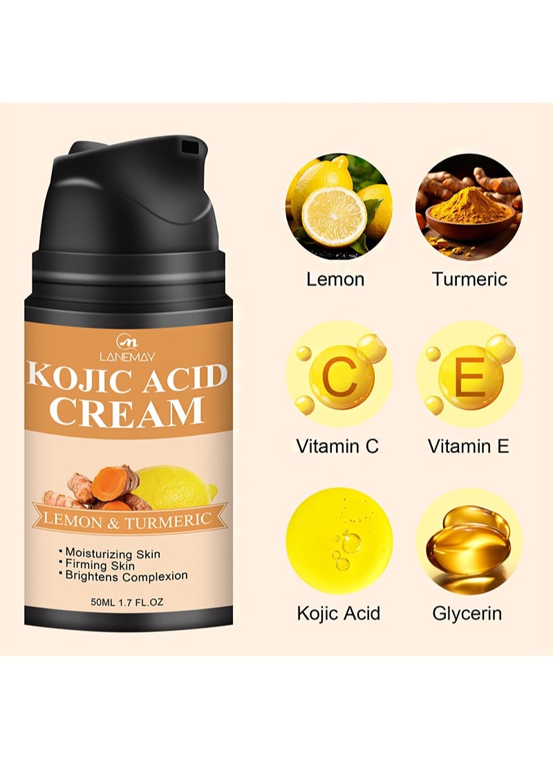 LANEMAY - Kojic Acid Cream，Kojic Acid Cream，All Natural Turmeric Butter for Skin Brightening - Turmeric Lotion Cleanses Skin, Evens Tone, Fades Scars, Sun Damage, & Age Spots（50ml） - Image 1