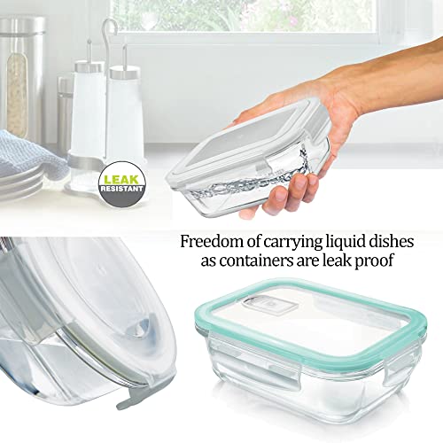 Treo by Milton Hi Borosilicate Clip Fresh Rectangular Container, 1000 ml, 1 Piece, Transparent (CGWFFGF081ASSR0018) (Glass) - Image 5