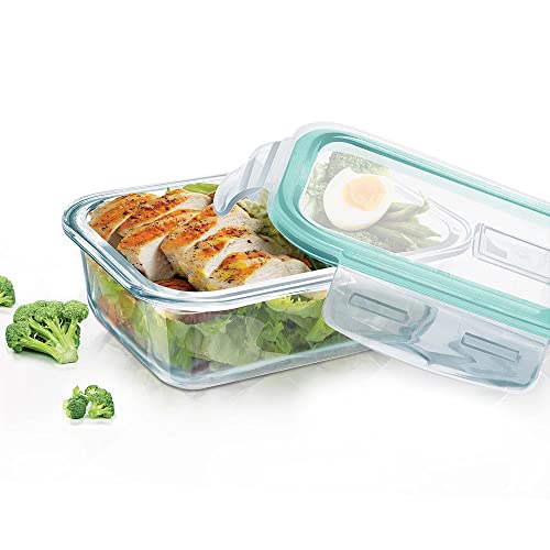 Treo by Milton Hi Borosilicate Clip Fresh Rectangular Container, 1000 ml, 1 Piece, Transparent (CGWFFGF081ASSR0018) (Glass) - Image 1