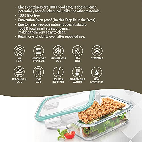Treo by Milton Hi Borosilicate Clip Fresh Rectangular Container, 1000 ml, 1 Piece, Transparent (CGWFFGF081ASSR0018) (Glass) - Image 3