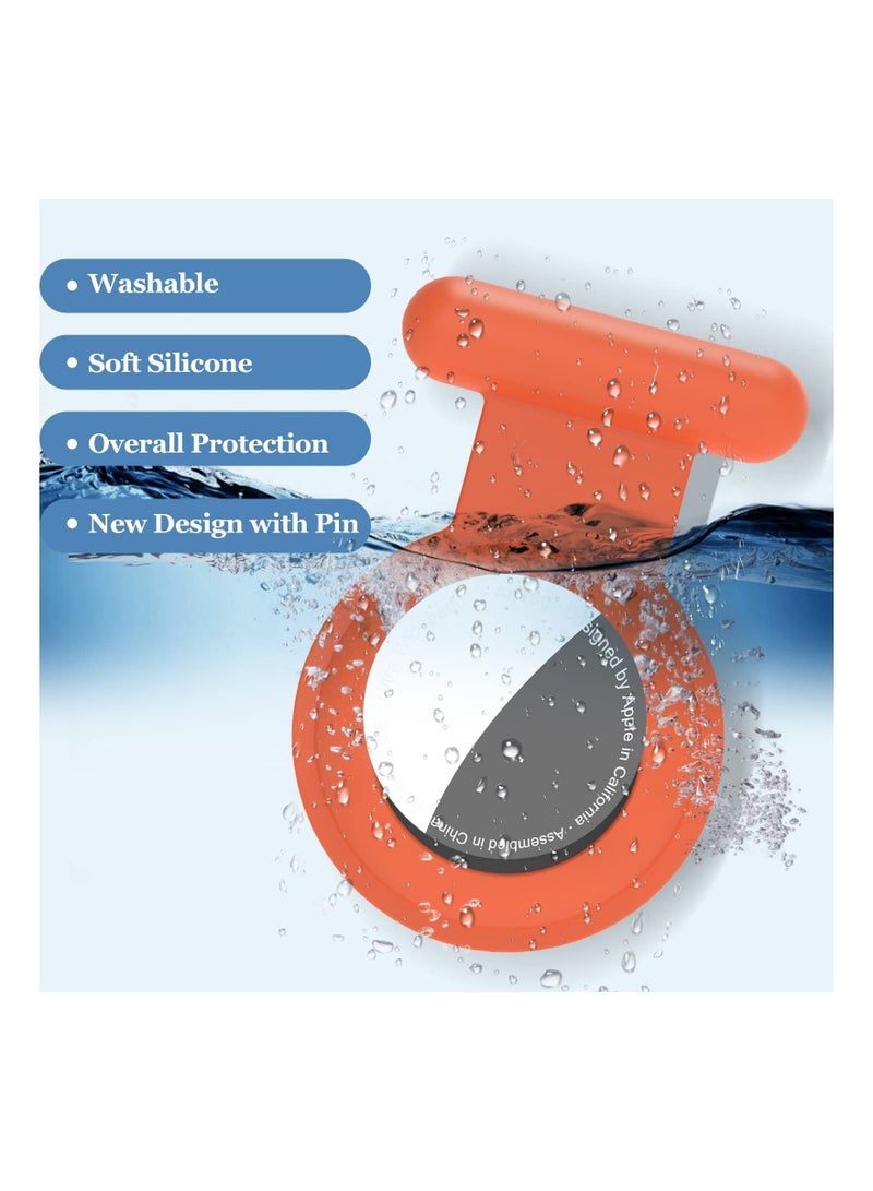 Hidden for Air Tag for Kids, Silicone Case for Airtag with Invisible Pin, Safer Than Bracelet Wristband Necklace Keychain (3 Packs, Pink  Orange  Grey) - Image 2